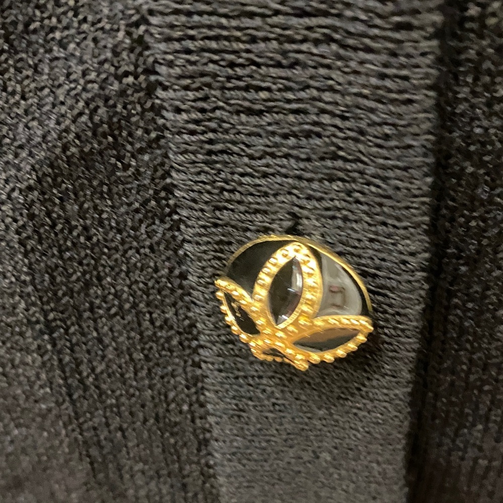 St. John - Black Cardigan & Cami knit set-with Gold Buttons - Picture 5 of 11